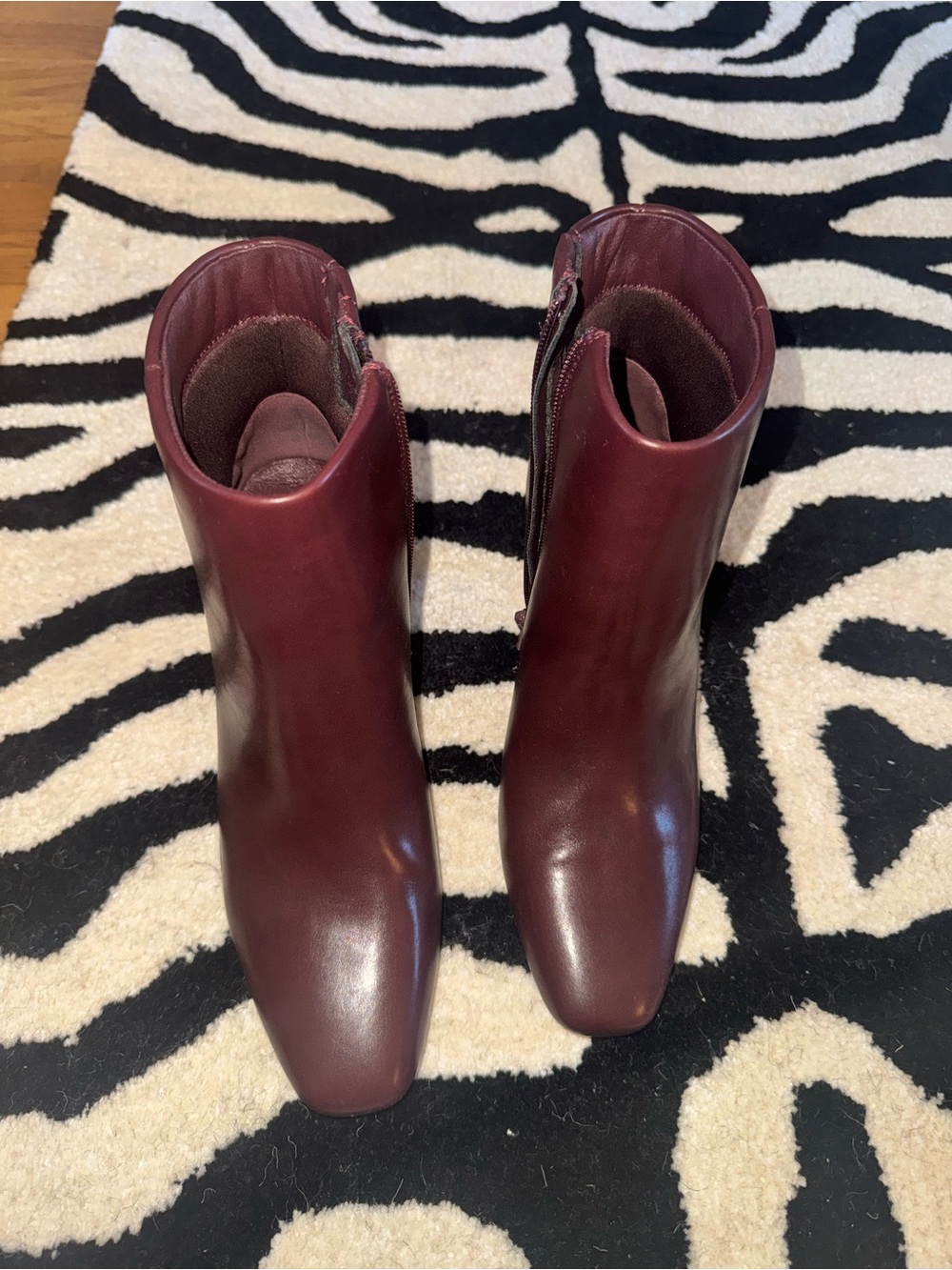 Amazon Women's Burgundy Leather Square-Toe Ankle Boots